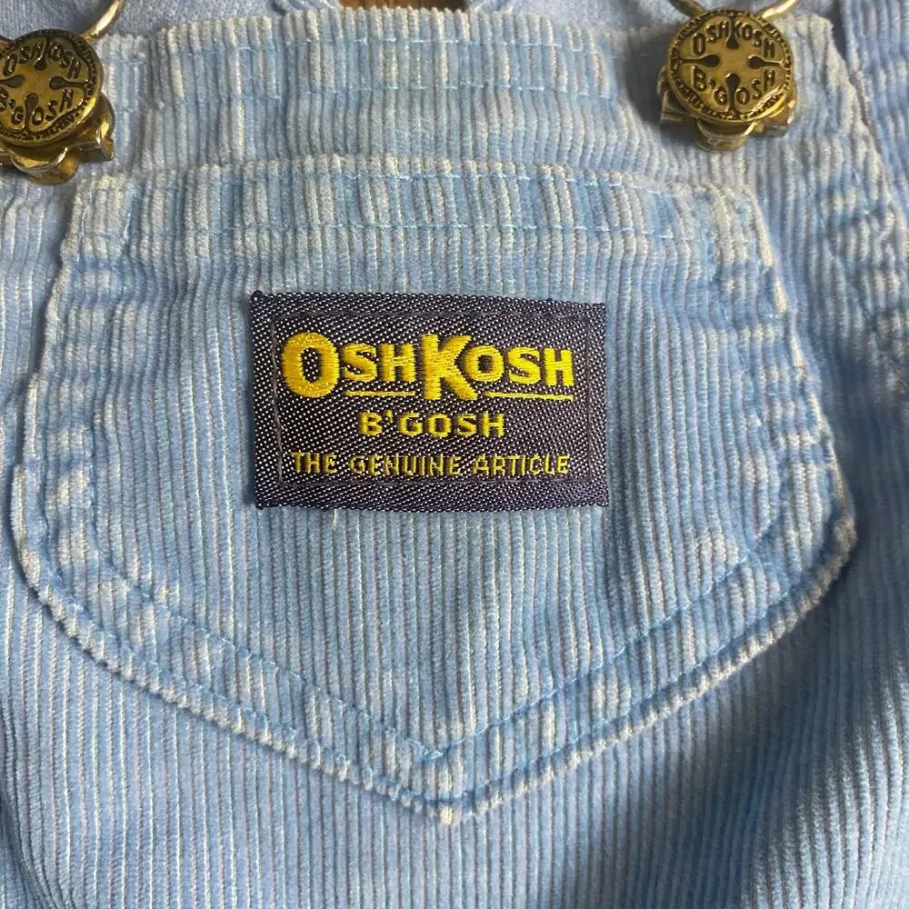 OshKosh B'gosh VTG‎ light blue corduroy adjustable overall pants SIZE 24M
